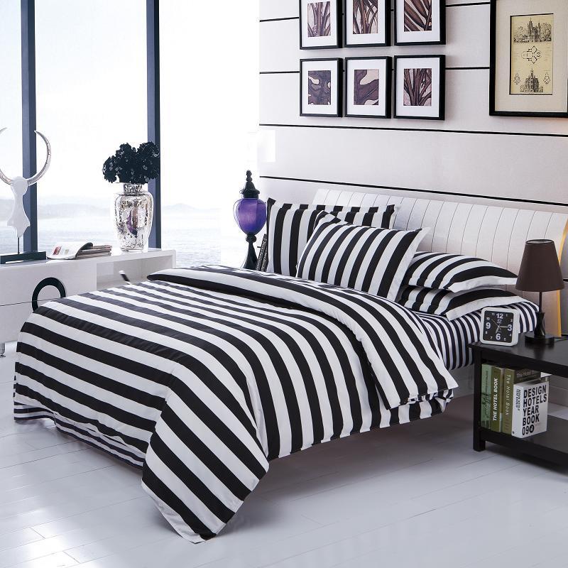 Parure Housse Couette + Taie Aileen De Witte Lietaer – Coton Percale 140x220 Cm Blanc/Noir – Doux & Élégant Design Moderne