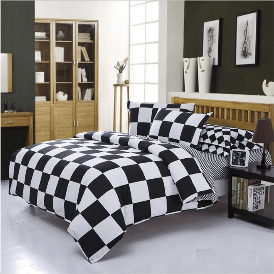 Parure de Lit Noir et Blanc <br/> Carreaux