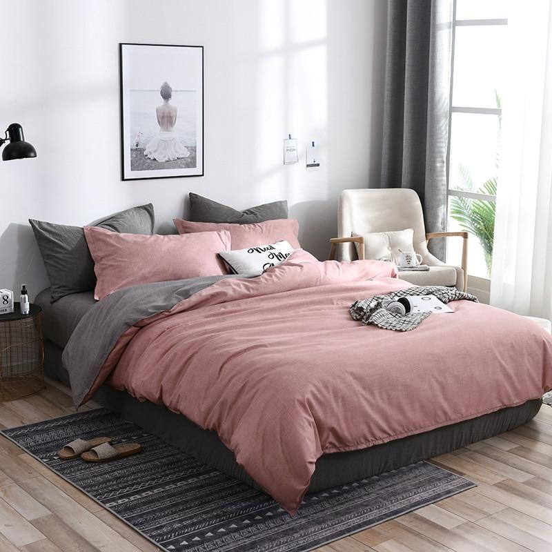 Parure de Lit Rose <br/> Gris Uni
