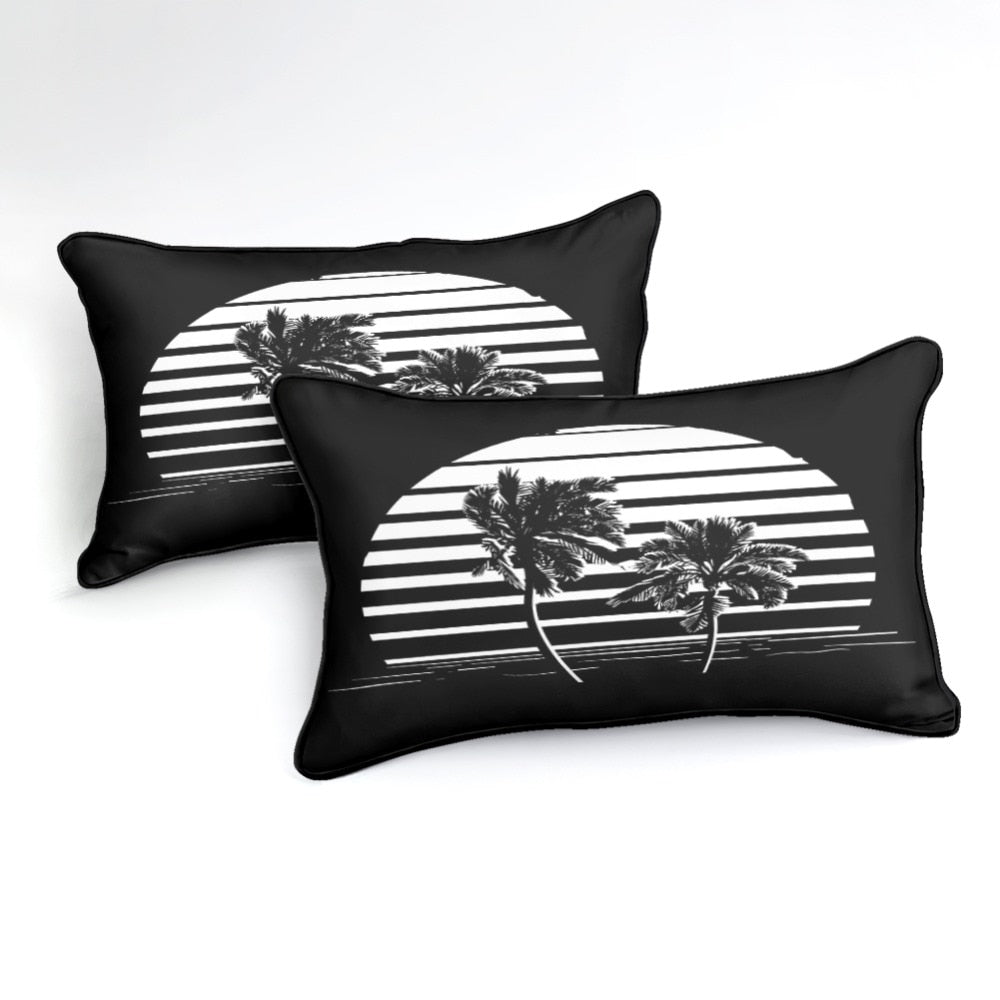 Parure de Lit Noir et Blanc <br/> Tropical
