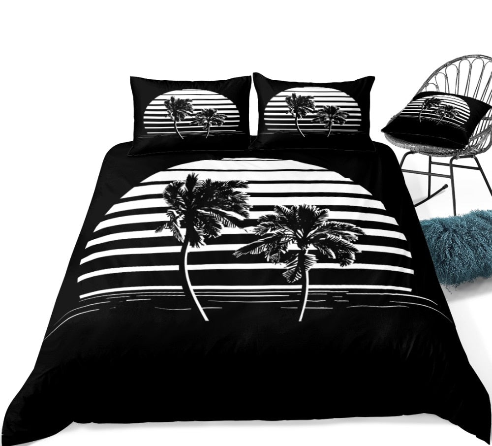 Achetez Parure de Lit Tropical Noir et Blanc | Parure Nocturne