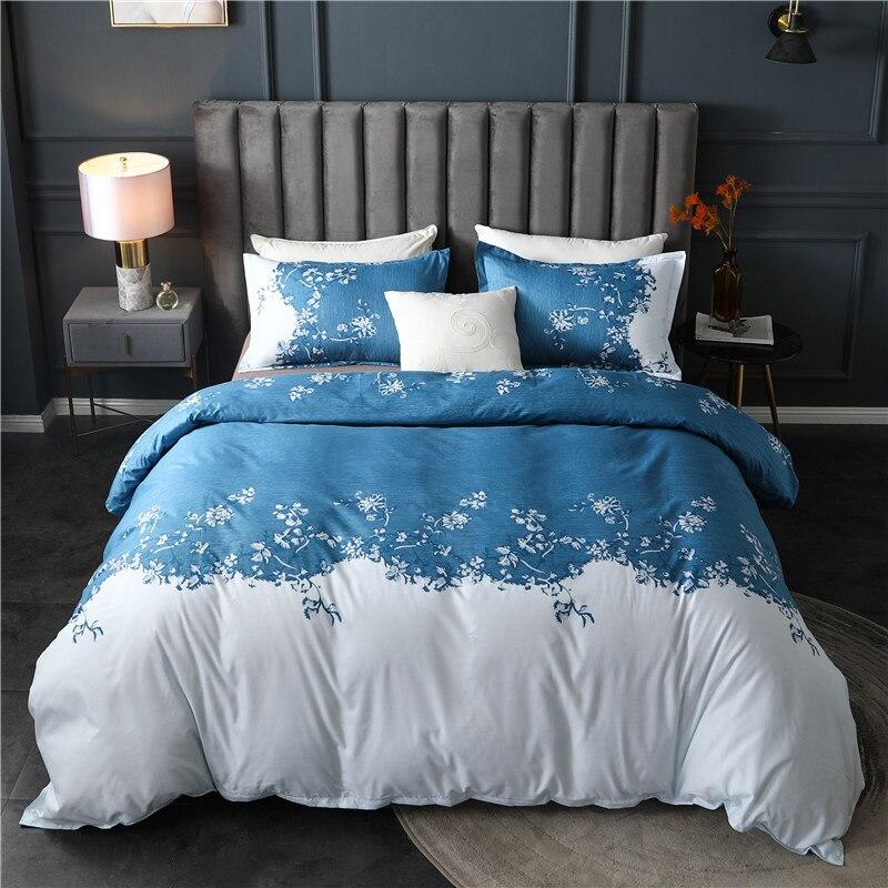 Parure de Lit Blanc <br/> Fleur Bleue