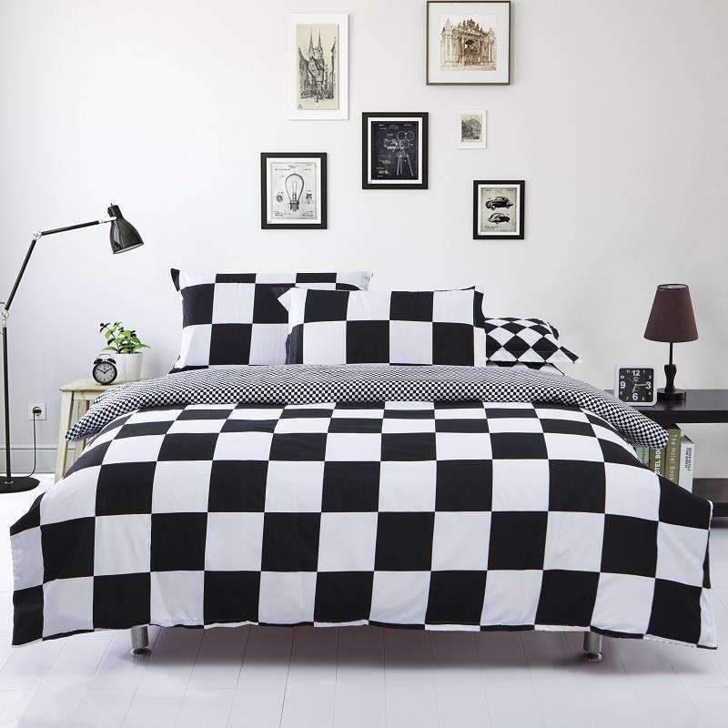 Parure de Lit Noir et Blanc <br/> Carreaux