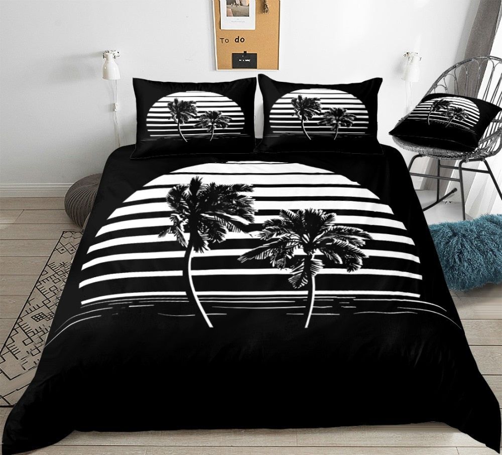 Achetez Parure de Lit Tropical Noir et Blanc | Parure Nocturne
