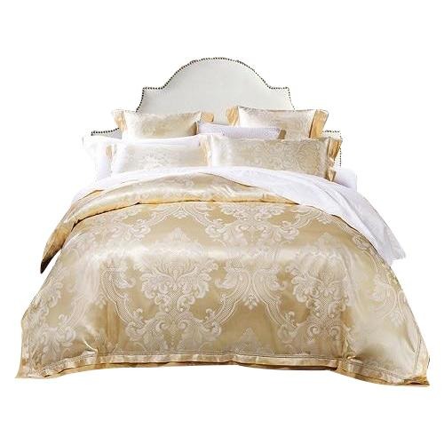 Parure de Lit Blanc <br/> Couverture Dorée