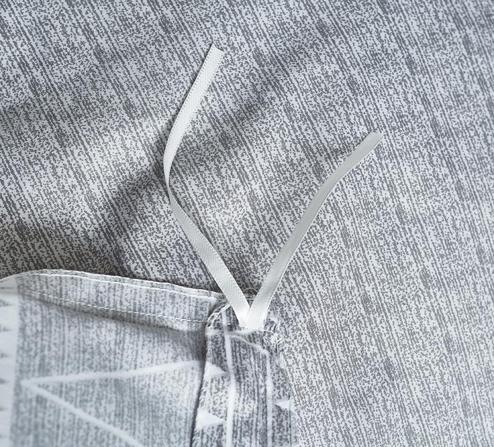 Parure de Lit Gris <br/> Motif Blanc