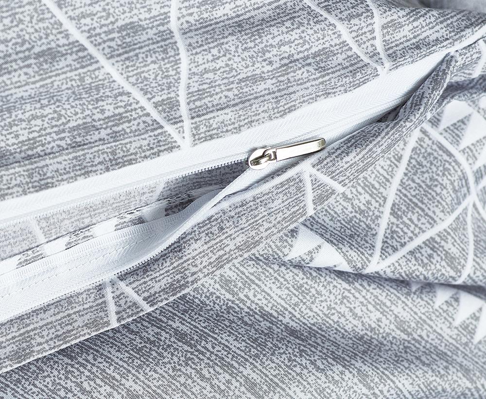 Parure de Lit Gris <br/> Motif Blanc