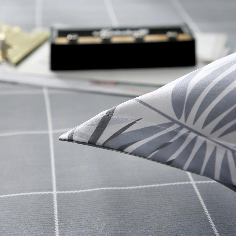 Parure de Lit Blanc <br/> Gris Palmier