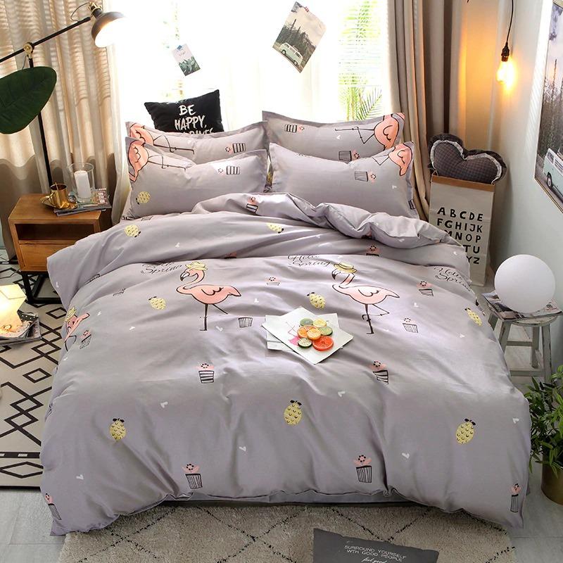 Parure de Lit Gris <br/> Motif Clair