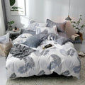 Parure de Lit Blanc <br/> Gris Palmier