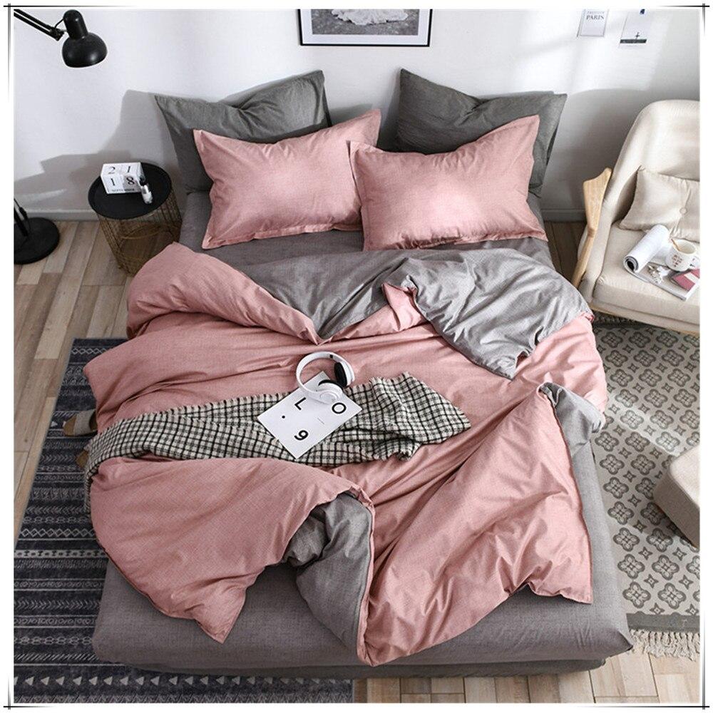 Parure de Lit Rose <br/> Gris Uni